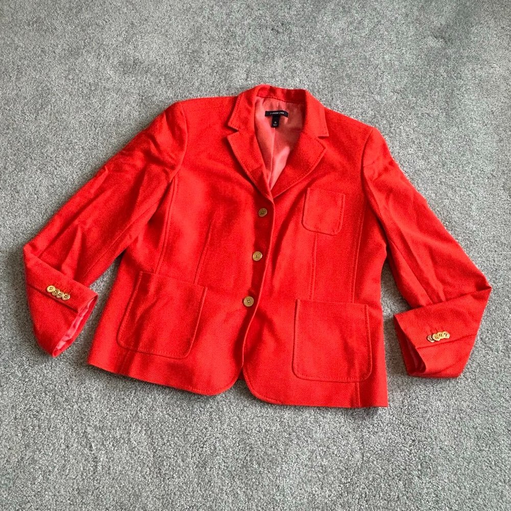 Lands' End Flaming Orange Wool Blend Blazer Head Turner US 16            - Y1645